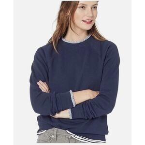 JCrew 100% cotton XS sweatshirt navy blue with ruffles neck & cuffs